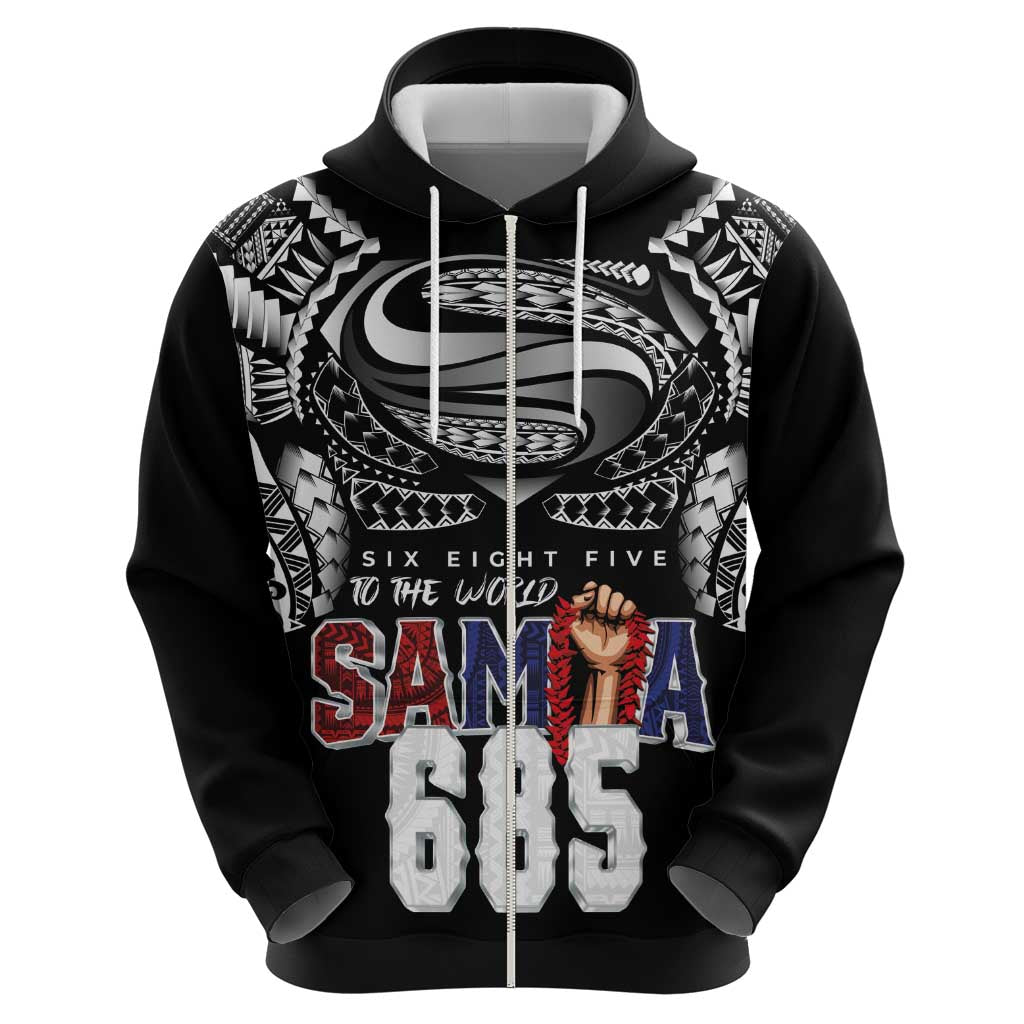 Super Samoa-Six Eight Five to The World Hoodie Traditional Samoan Tattoo Black Color LT03 - Polynesian Pride