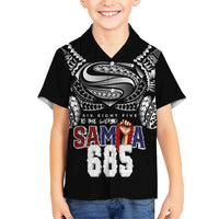 Super Samoa-Six Eight Five to The World Kid Hawaiian Shirt Traditional Samoan Tattoo Black Color