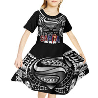 Super Samoa-Six Eight Five to The World Kid Short Sleeve Dress Traditional Samoan Tattoo Black Color