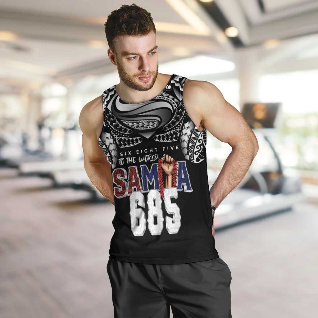 Super Samoa-Six Eight Five to The World Men Tank Top Traditional Samoan Tattoo Black Color