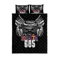 Super Samoa-Six Eight Five to The World Quilt Bed Set Traditional Samoan Tattoo Black Color LT03 - Polynesian Pride