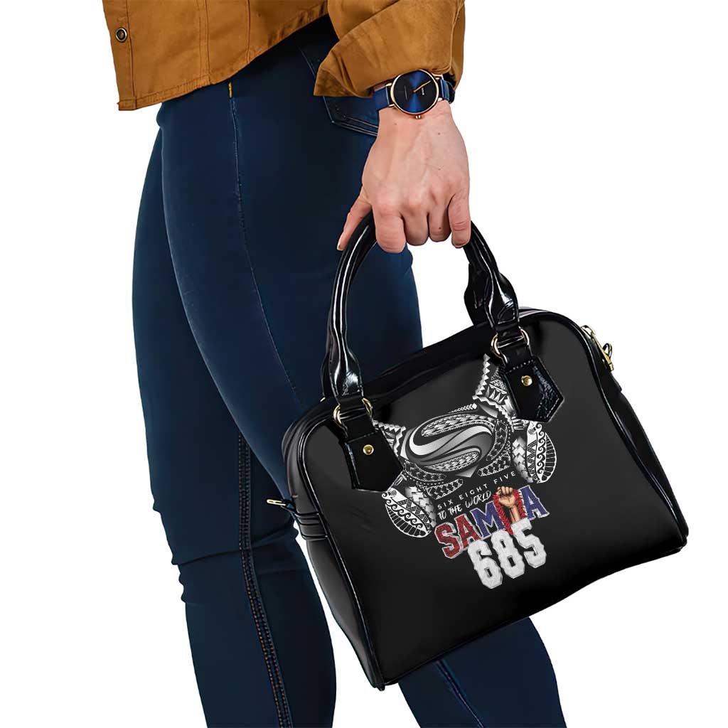 Super Samoa-Six Eight Five to The World Shoulder Handbag Traditional Samoan Tattoo Black Color LT03 - Polynesian Pride