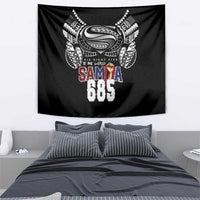 Super Samoa-Six Eight Five to The World Tapestry Traditional Samoan Tattoo Black Color