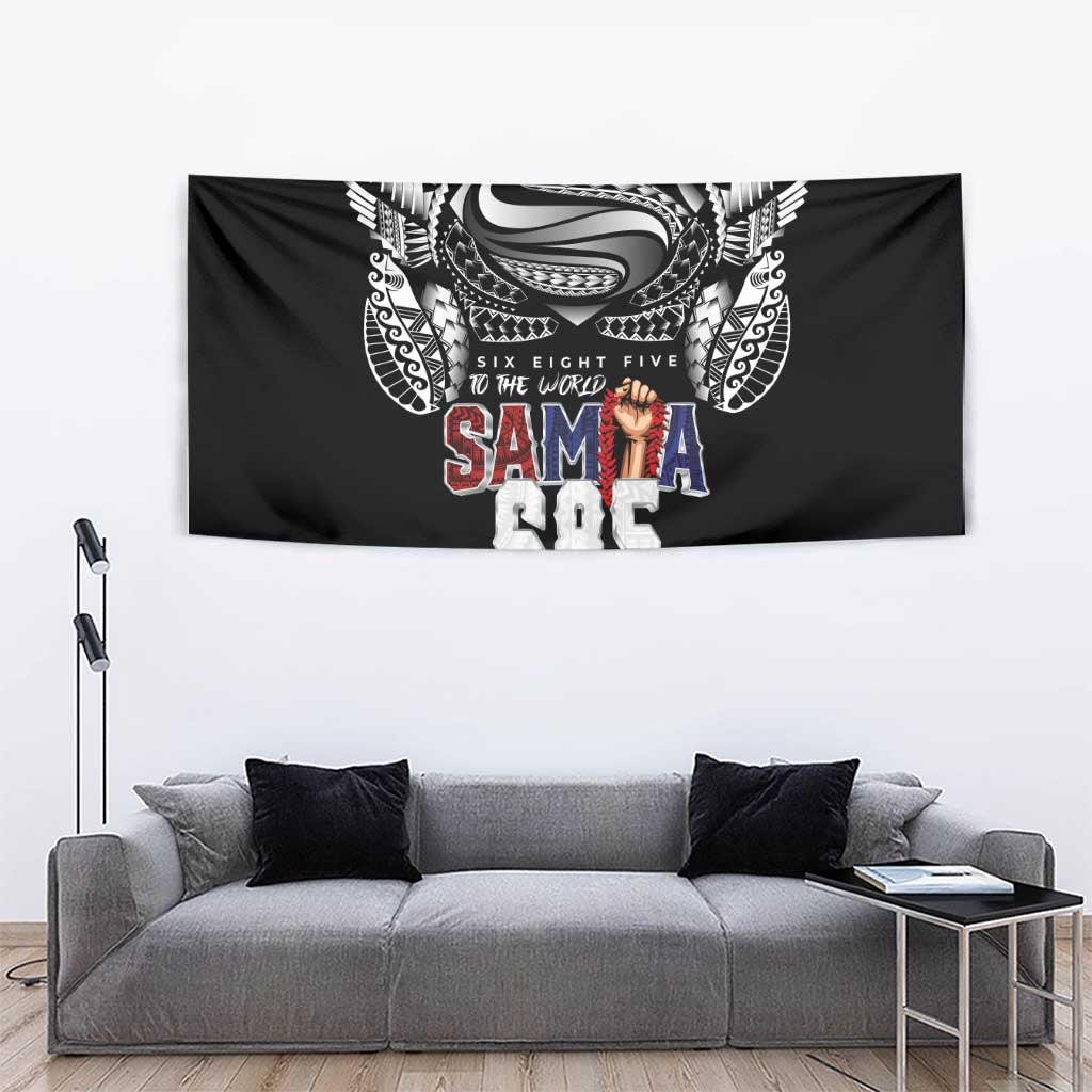 Super Samoa-Six Eight Five to The World Tapestry Traditional Samoan Tattoo Black Color