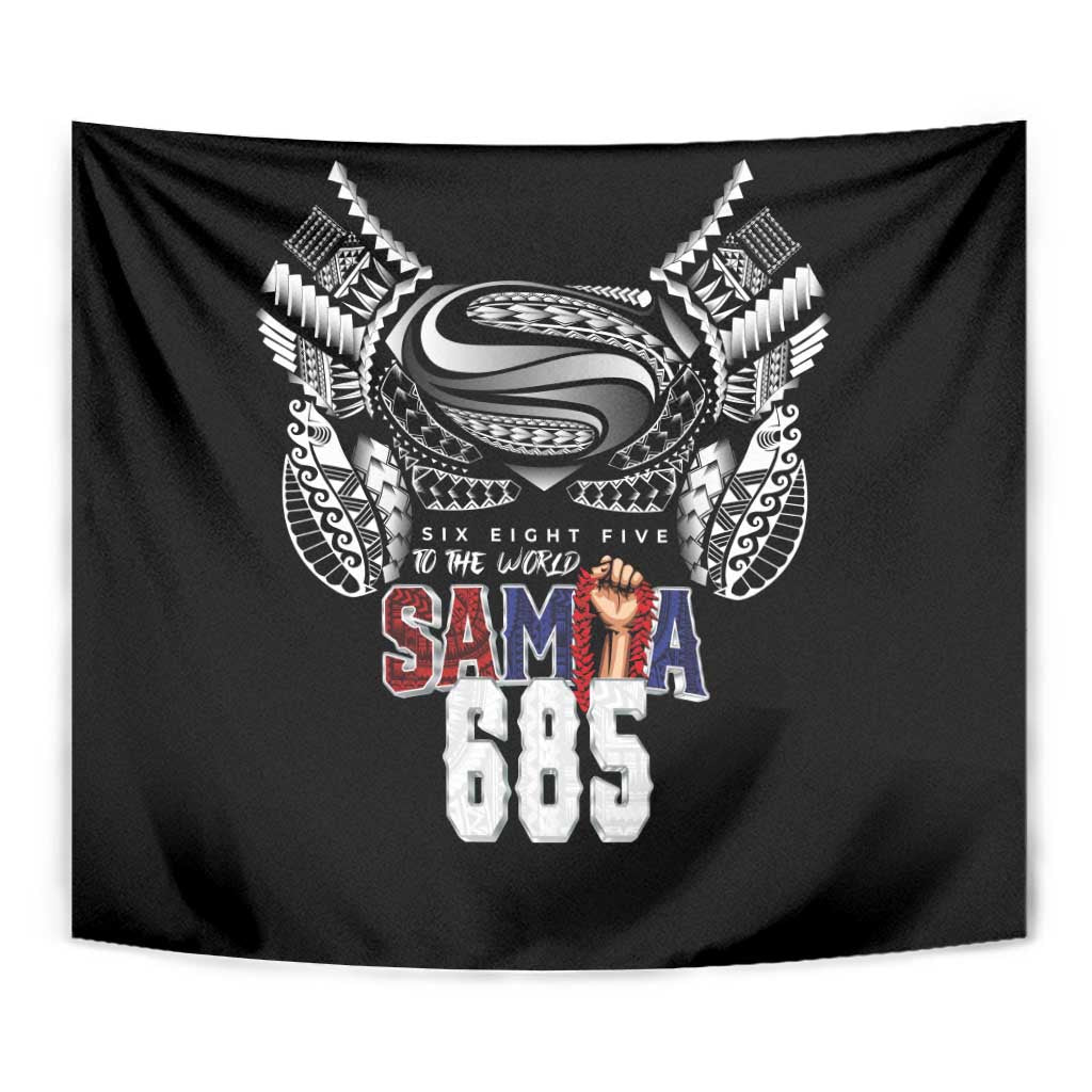 Super Samoa-Six Eight Five to The World Tapestry Traditional Samoan Tattoo Black Color