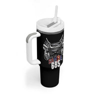 Super Samoa-Six Eight Five to The World Tumbler With Handle Traditional Samoan Tattoo Black Color LT03 - Polynesian Pride
