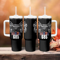 Super Samoa-Six Eight Five to The World Tumbler With Handle Traditional Samoan Tattoo Black Color LT03 - Polynesian Pride