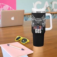Super Samoa-Six Eight Five to The World Tumbler With Handle Traditional Samoan Tattoo Black Color LT03 - Polynesian Pride