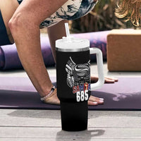 Super Samoa-Six Eight Five to The World Tumbler With Handle Traditional Samoan Tattoo Black Color LT03 - Polynesian Pride