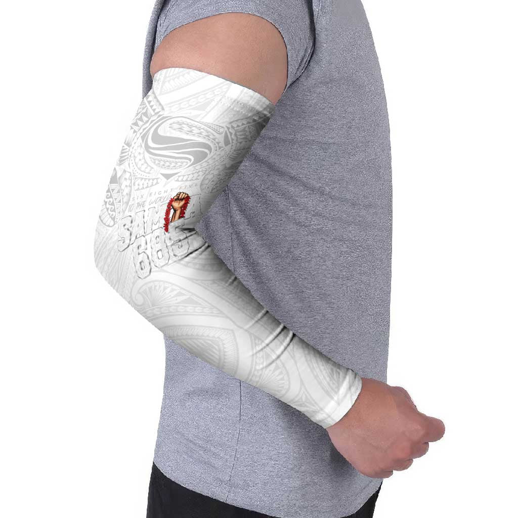 Super Samoa-Six Eight Five to The World Arm Sleeves Traditional Samoan Tattoo All White LT03 - Polynesian Pride