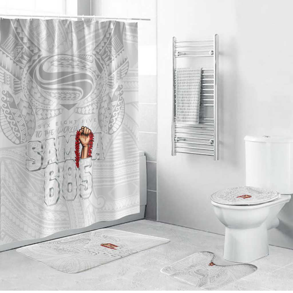 Super Samoa-Six Eight Five to The World Bathroom Set Traditional Samoan Tattoo All White