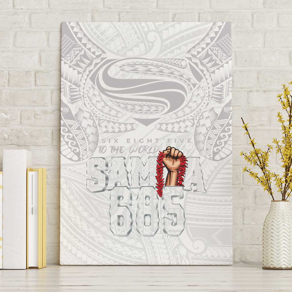 Super Samoa-Six Eight Five to The World Canvas Wall Art Traditional Samoan Tattoo All White