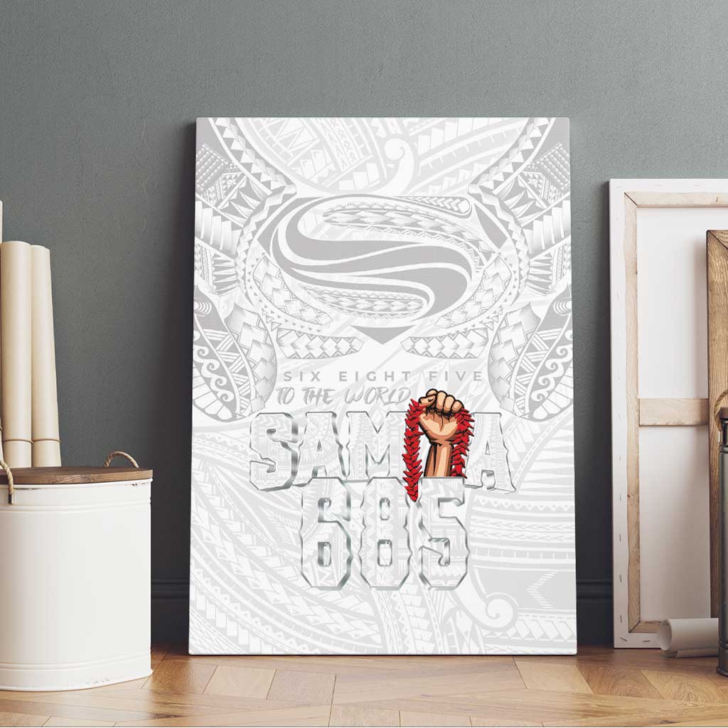 Super Samoa-Six Eight Five to The World Canvas Wall Art Traditional Samoan Tattoo All White
