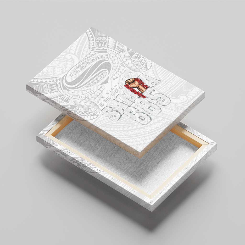 Super Samoa-Six Eight Five to The World Canvas Wall Art Traditional Samoan Tattoo All White