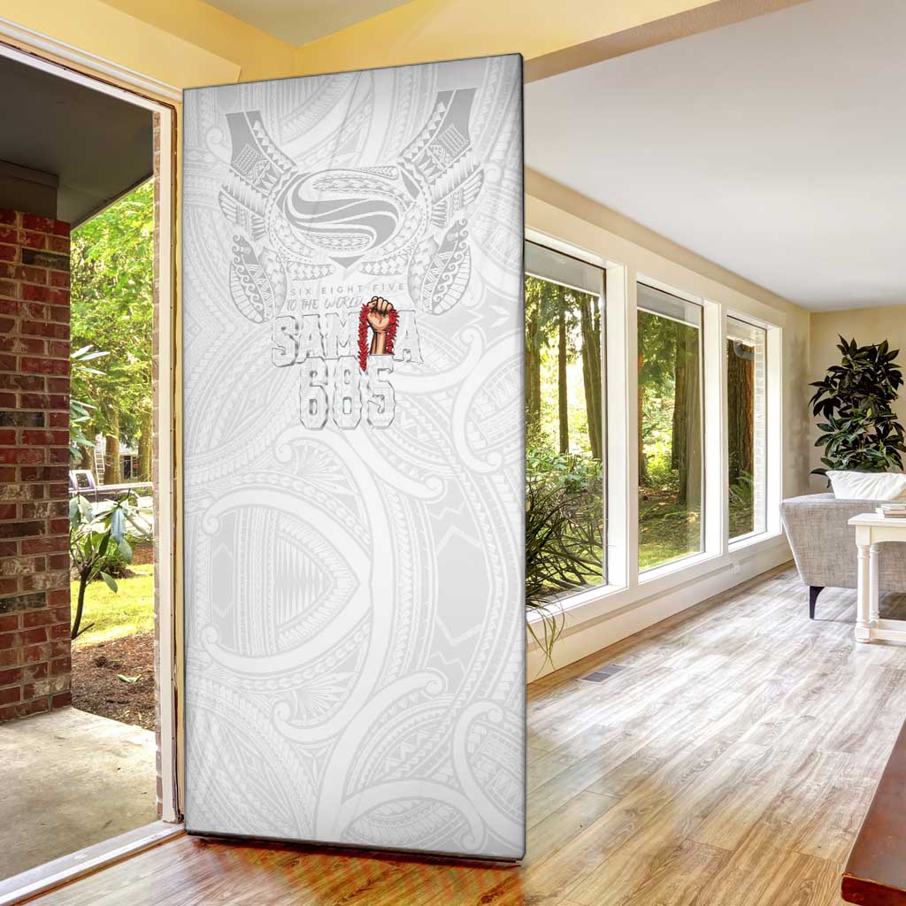 Super Samoa-Six Eight Five to The World Door Cover Traditional Samoan Tattoo All White LT03 - Polynesian Pride