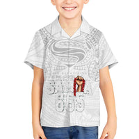 Super Samoa-Six Eight Five to The World Family Matching Puletasi and Hawaiian Shirt Traditional Samoan Tattoo All White