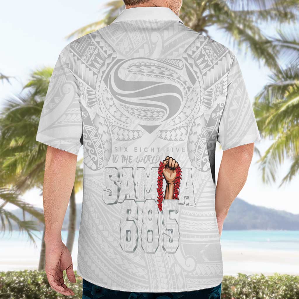 Super Samoa-Six Eight Five to The World Hawaiian Shirt Traditional Samoan Tattoo All White LT03 - Polynesian Pride
