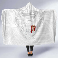 Super Samoa-Six Eight Five to The World Hooded Blanket Traditional Samoan Tattoo All White