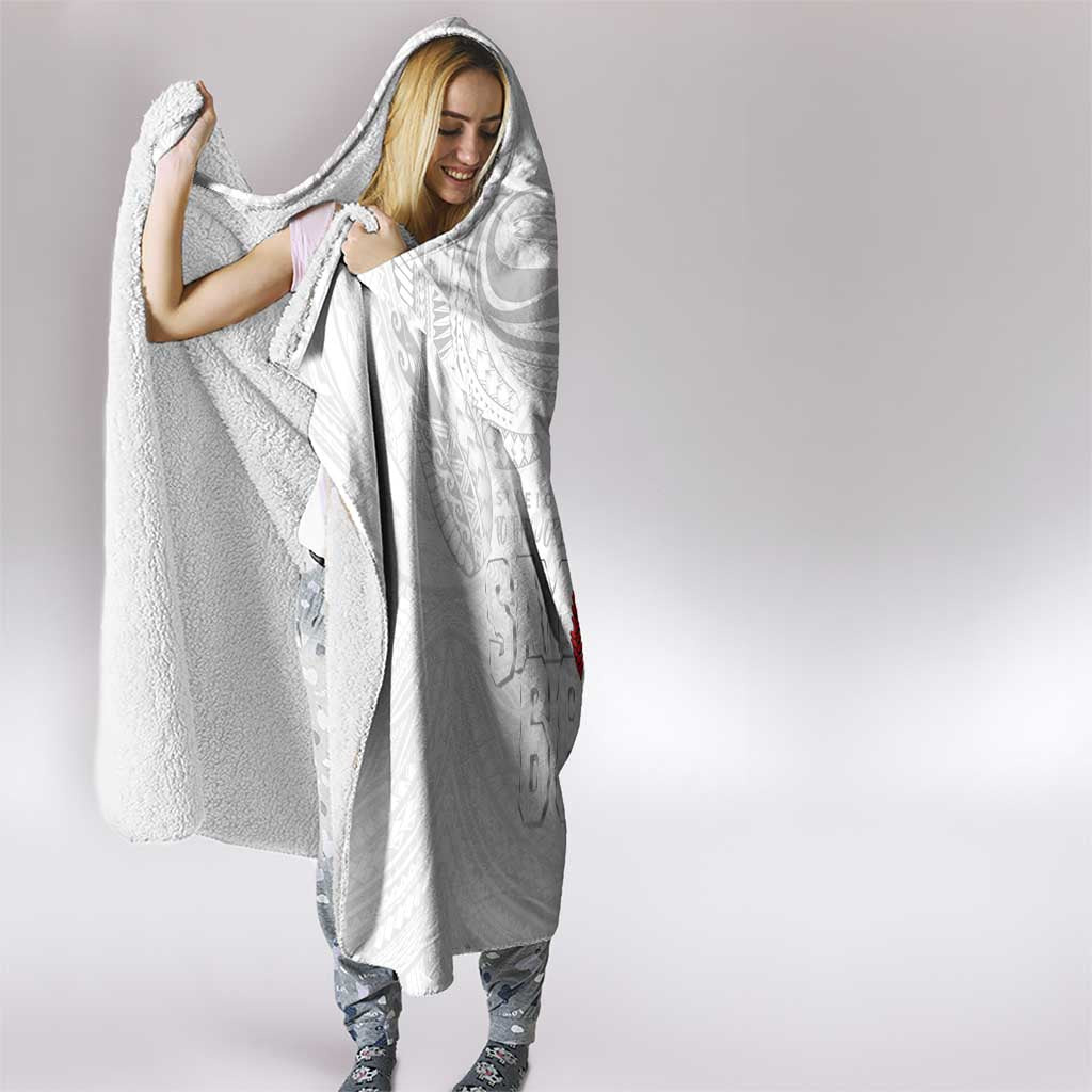 Super Samoa-Six Eight Five to The World Hooded Blanket Traditional Samoan Tattoo All White