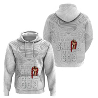 Super Samoa-Six Eight Five to The World Hoodie Traditional Samoan Tattoo All White LT03 - Polynesian Pride