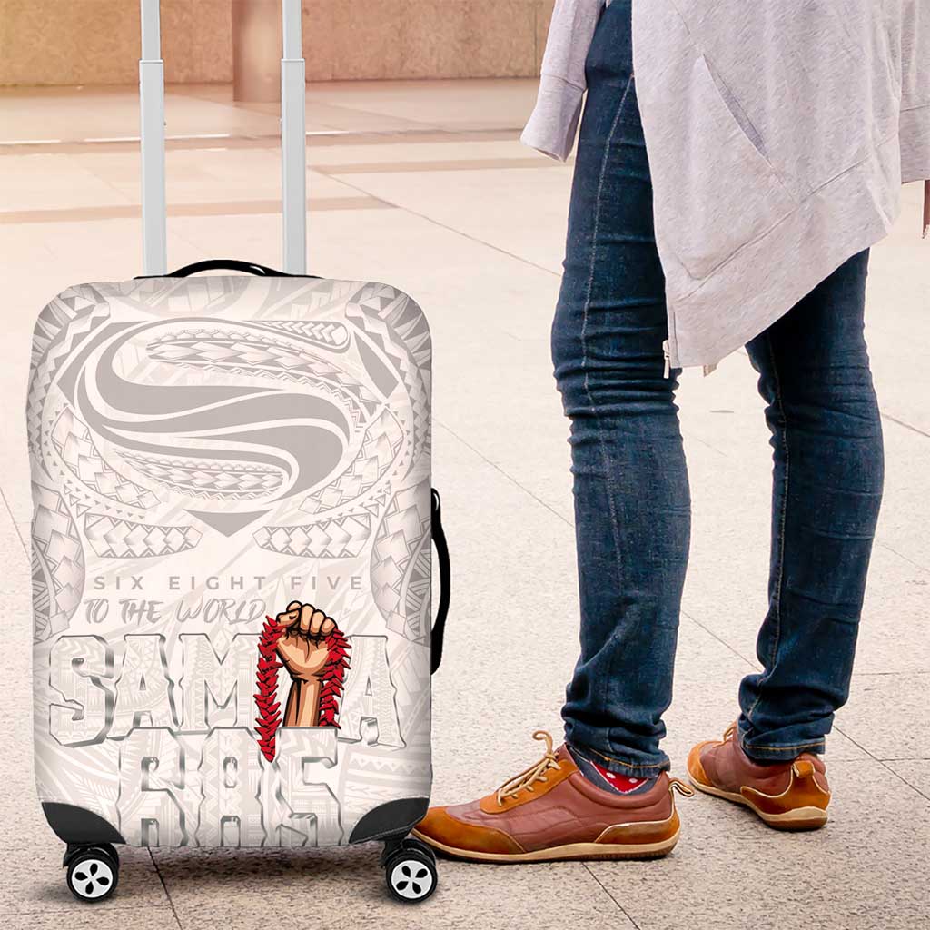 Super Samoa-Six Eight Five to The World Luggage Cover Traditional Samoan Tattoo All White LT03 White - Polynesian Pride