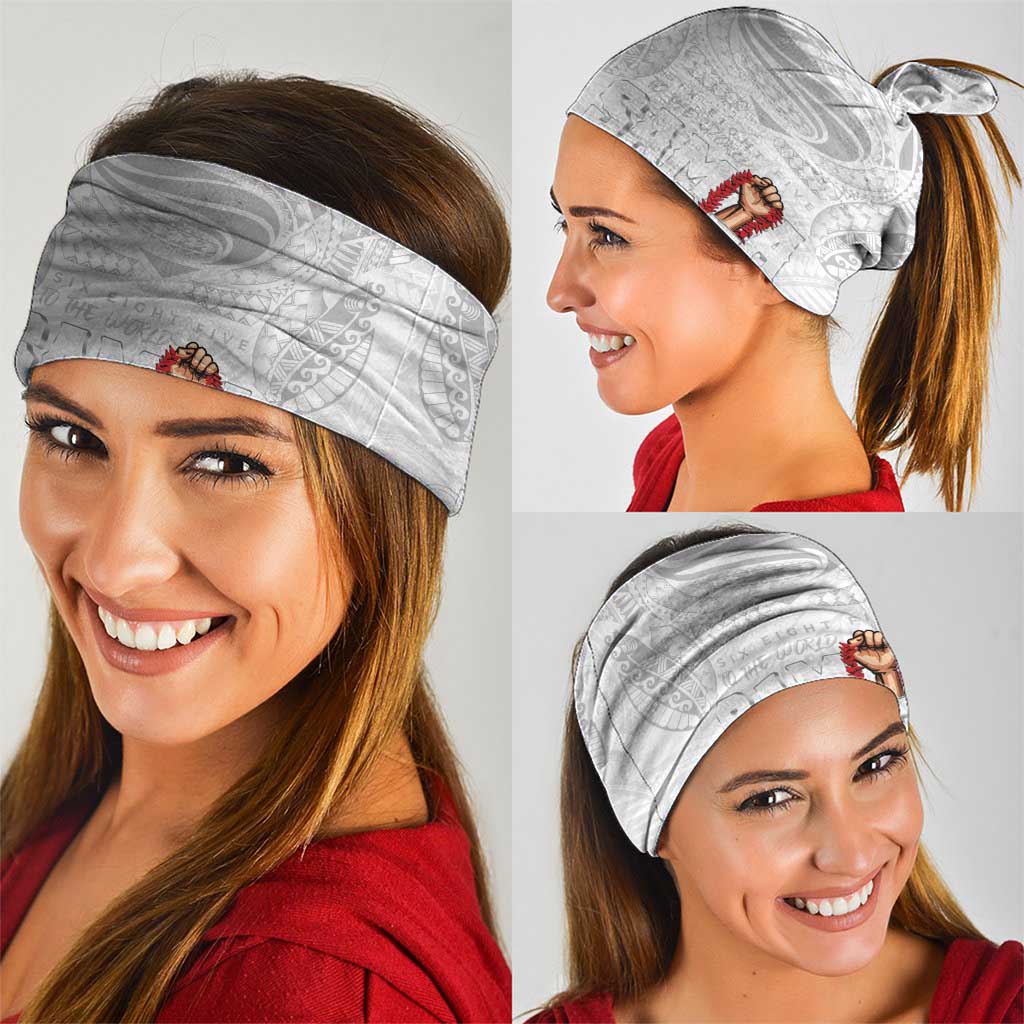 Super Samoa-Six Eight Five to The World Neck Gaiter Traditional Samoan Tattoo All White