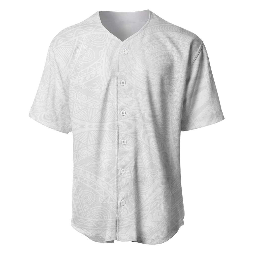Lotu Tamaiti Samoan Art Tattoo Polynesian Pattern Baseball Jersey LT03 White - Polynesian Pride