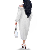 Lotu Tamaiti Samoan Art Tattoo Polynesian Pattern Family Matching Off The Shoulder Long Sleeve Dress and Hawaiian Shirt