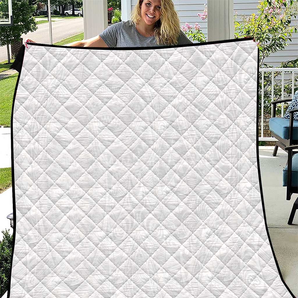 Lotu Tamaiti Samoan Art Tattoo Polynesian Pattern Quilt LT03 White - Polynesian Pride