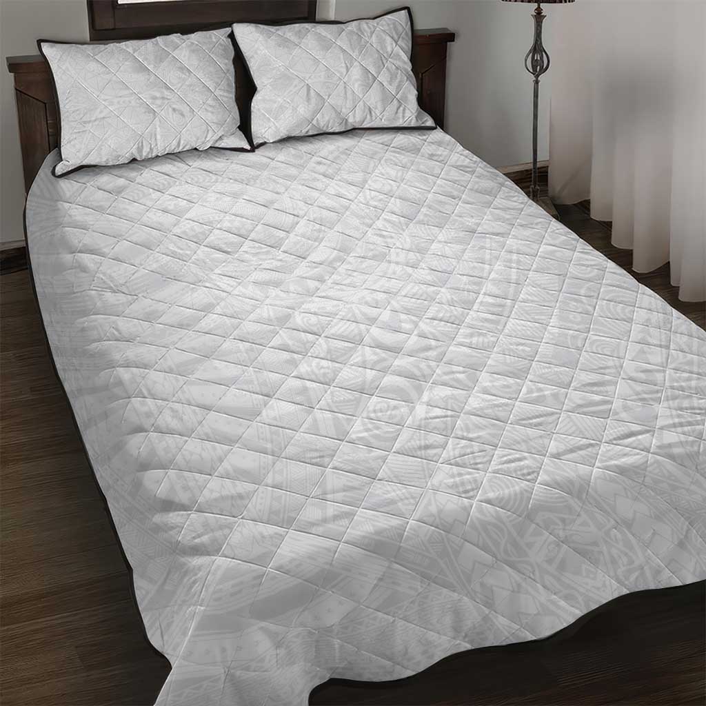 Lotu Tamaiti Samoan Art Tattoo Polynesian Pattern Quilt Bed Set LT03 White - Polynesian Pride