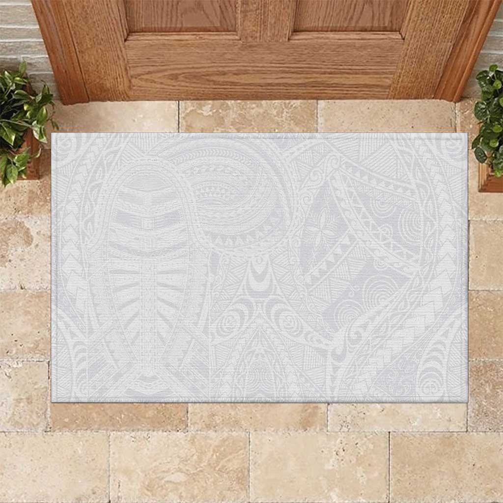 Lotu Tamaiti Samoan Art Tattoo Polynesian Pattern Rubber Doormat LT03 White - Polynesian Pride