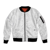 Lotu Tamaiti Samoan Art Tattoo Polynesian Pattern Sleeve Zip Bomber Jacket LT03 Unisex White - Polynesian Pride