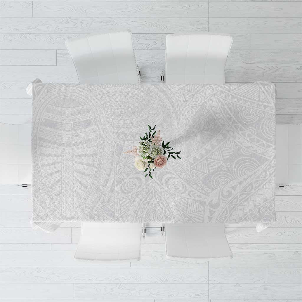 Lotu Tamaiti Samoan Art Tattoo Polynesian Pattern Tablecloth LT03 White - Polynesian Pride