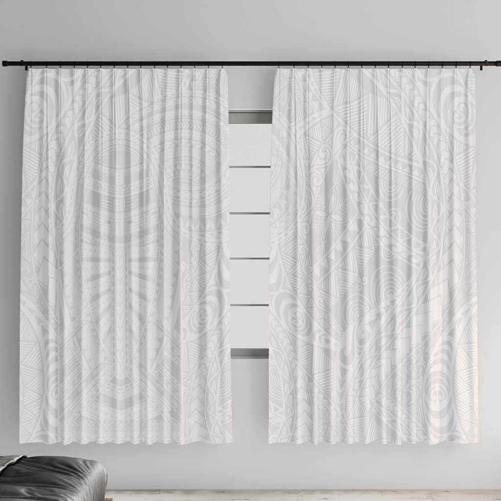 Lotu Tamaiti Samoan Art Tattoo Polynesian Pattern Window Curtain LT03 With Hooks White - Polynesian Pride