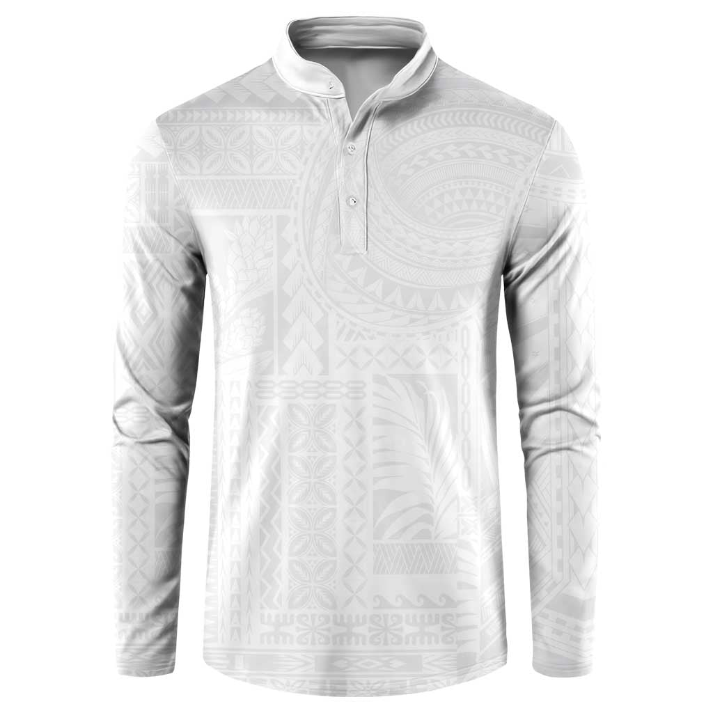 Lotu Tamaiti Samoan Art Tattoo Siapo Pattern Button Sweatshirt LT03 White - Polynesian Pride