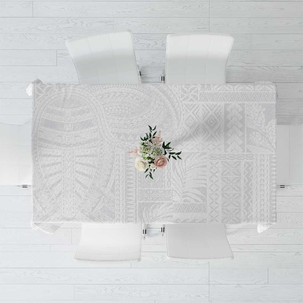 Lotu Tamaiti Samoan Art Tattoo Siapo Pattern Tablecloth LT03 White - Polynesian Pride