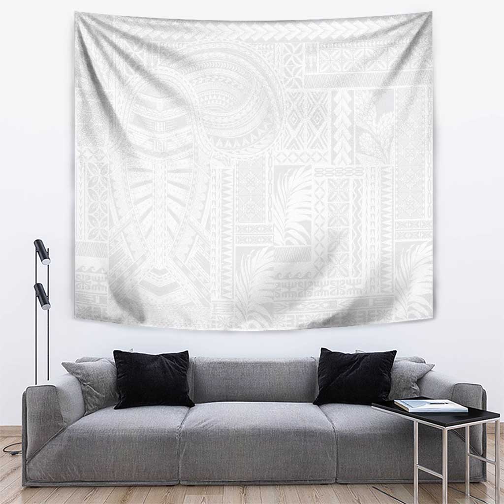 Lotu Tamaiti Samoan Art Tattoo Siapo Pattern Tapestry LT03 White - Polynesian Pride