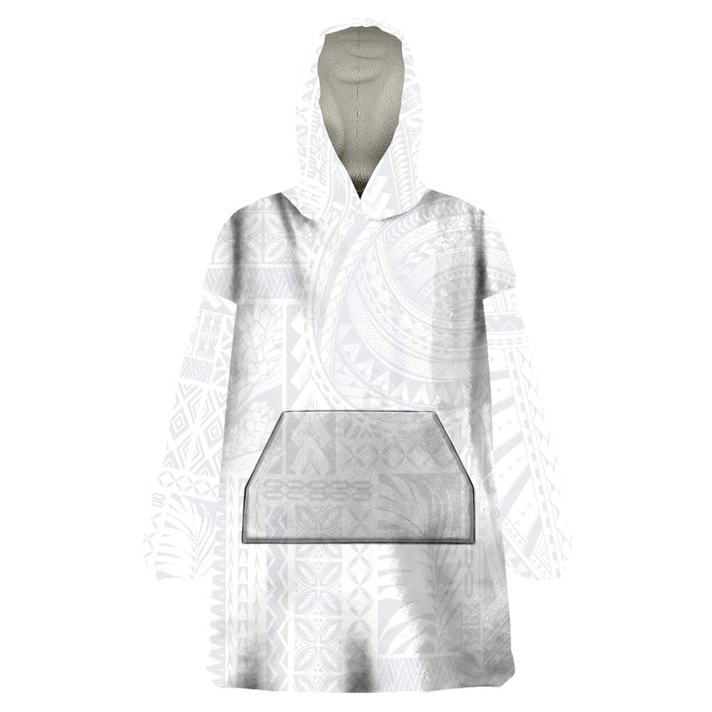 Lotu Tamaiti Samoan Art Tattoo Siapo Pattern Wearable Blanket Hoodie LT03 One Size White - Polynesian Pride