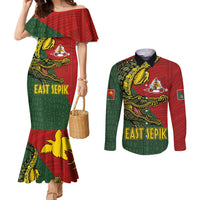 Sepik River Crocodile & Arts Festival Melanesian Pattern Couples Matching Mermaid Dress and Long Sleeve Button Shirt