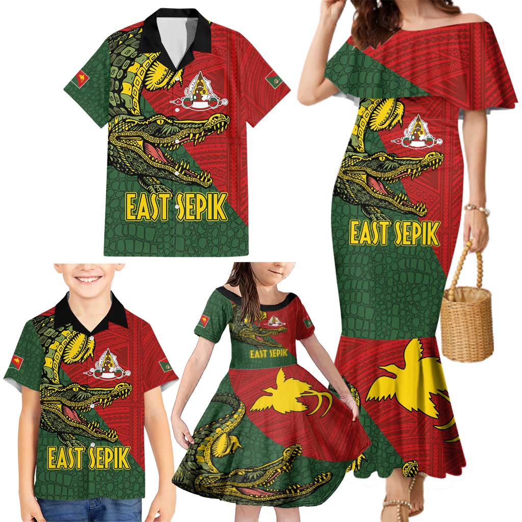 Sepik River Crocodile & Arts Festival Melanesian Pattern Family Matching Mermaid Dress and Hawaiian Shirt