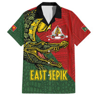 Sepik River Crocodile & Arts Festival Melanesian Pattern Family Matching Off The Shoulder Long Sleeve Dress and Hawaiian Shirt LT03 Dad's Shirt - Short Sleeve Red - Polynesian Pride
