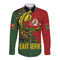 Sepik River Crocodile & Arts Festival Melanesian Pattern Long Sleeve Button Shirt LT03 Unisex Red - Polynesian Pride