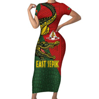 Sepik River Crocodile & Arts Festival Melanesian Pattern Short Sleeve Bodycon Dress