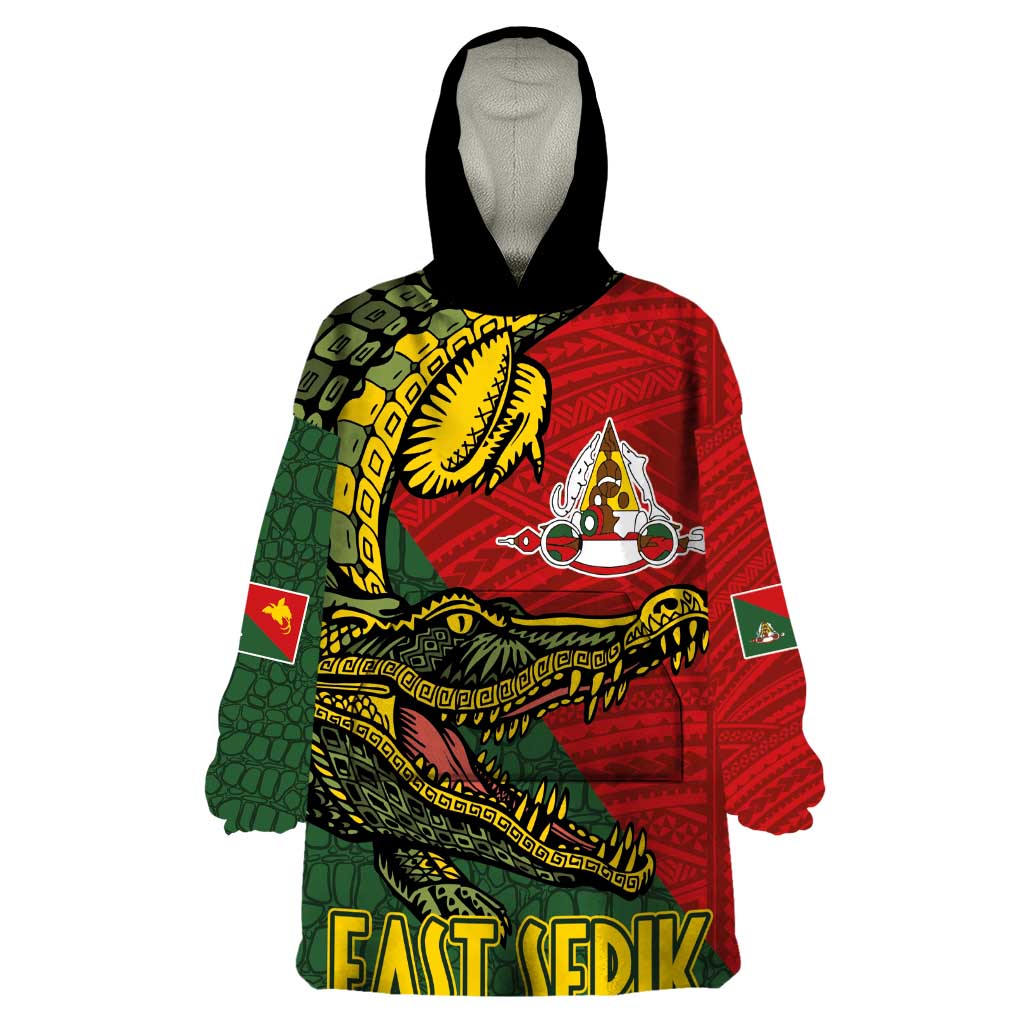Sepik River Crocodile & Arts Festival Melanesian Pattern Wearable Blanket Hoodie LT03 One Size Red - Polynesian Pride