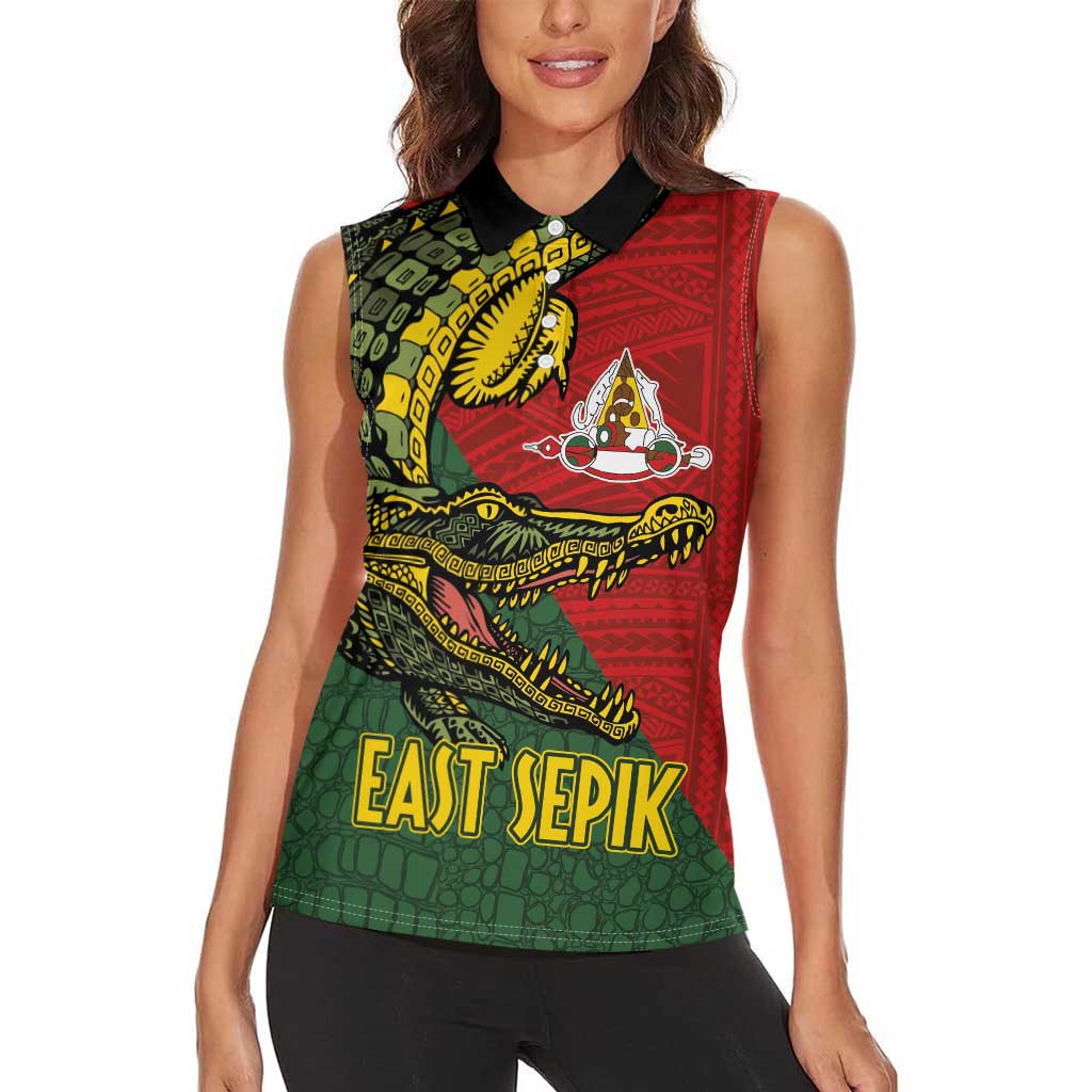 Sepik River Crocodile & Arts Festival Melanesian Pattern Women Sleeveless Polo Shirt