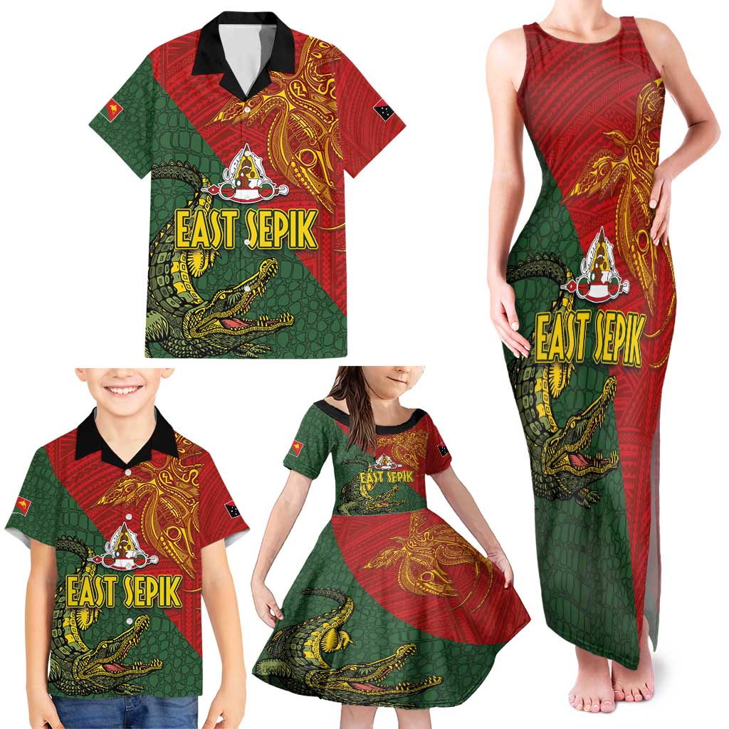 Sepik River Crocodile & Arts Festival Family Matching Tank Maxi Dress and Hawaiian Shirt Bird-of-paradise Melanesian Tattoo