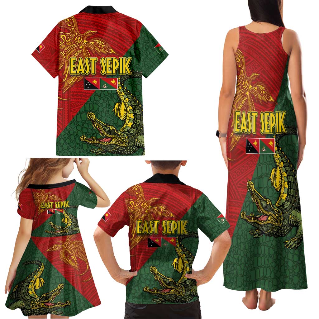 Sepik River Crocodile & Arts Festival Family Matching Tank Maxi Dress and Hawaiian Shirt Bird-of-paradise Melanesian Tattoo