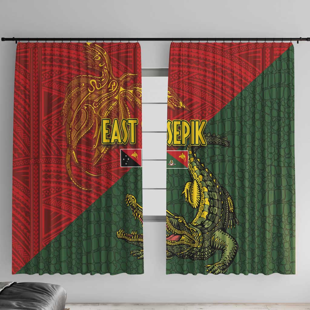 Sepik River Crocodile & Arts Festival Window Curtain Bird-of-paradise Melanesian Tattoo LT03 With Hooks Red - Polynesian Pride