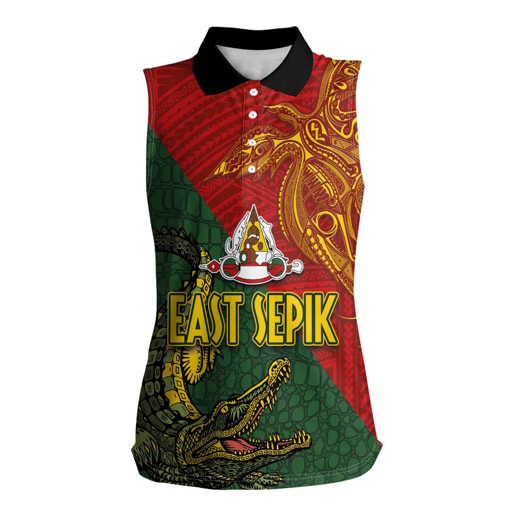 Sepik River Crocodile & Arts Festival Women Sleeveless Polo Shirt Bird-of-paradise Melanesian Tattoo