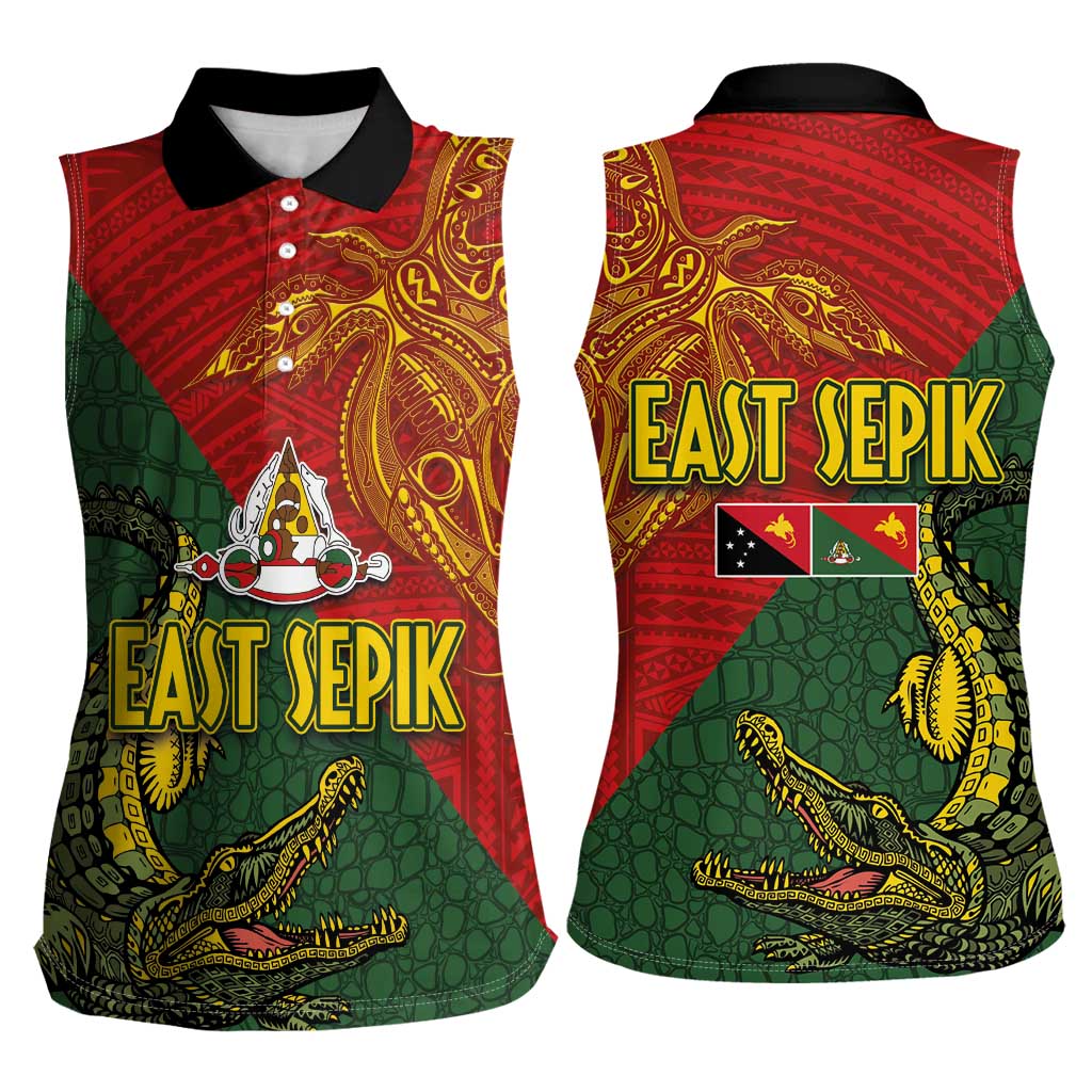 Sepik River Crocodile & Arts Festival Women Sleeveless Polo Shirt Bird-of-paradise Melanesian Tattoo